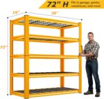 REIBII 72“H Garage Shelving Storage Shelves Heavy Duty Shelving 2500LBS Garage Storage Metal Shelves 5 Tier Shelving Unit for Kitchen Storage Rack, Warehouse, Basement, Commercial, Yellow & Black, 2PC - Image 3