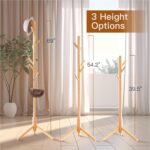 Wooden Coat Rack Stand,Uoexziyi Freestanding Coat Rack with 8 Hooks,175CM|69Inch Wood Tree Coat Rack Standing with 3 Adjustable Size for Bedroom,Hallway,Office(Natural) - Image 6