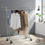 Heavy Duty Double Rail Clothing Garment Rack, Load Capacity Commercial Grade Clothing Garment Racks Heavy Duty Double Rails Adjustable Collapsible Rolling Clothes Rack on Wheels - Image 2