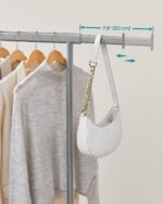 SONGMICS Clothes Stand with Wheels, Extendable Coat Rack for Heavy Loads, Total Load 100 kg, 45 x (92-132) x 161.5 cm, Easy to Assemble and Move, Taupe Gray, HSR013G01 - Image 3