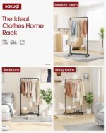 Sakugi Clothes Rack with Wheel & Storage Mesh Shelf, Garment Rack for Hanging Clothes, Coats, Dresses & Shoes, Easy Assembly, Black, 150 × 73 × 37.5 cm - Image 8