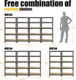 Storage Shelves - PrimeZone 2 Pack 5 Tier Adjustable Garage Storage Shelving, Heavy Duty Metal Storage Utility Rack Shelf Unit for Warehouse Pantry Closet Kitchen, Black - Image 8