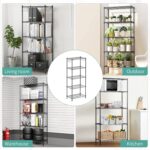 alvorog 5 Tier Shelving Units for Storage, Multipurpose Storage Shelves with 10 Hooks, Adjustable Height, Heavy Duty Metal Structure Organizer Pantry Shelves for Bathroom Kitchen Garage(59X34X150cm) - Image 7