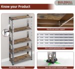 BUILDSKILL 5-Tier Multipurpose Storage Rack | Bolt-Free Assembly | Galvanized Metal | Thick MDF Board | 175kg Capacity Per Shelf | 170x70x30cm Adjustable Shelf Rack for Home, Garage & Shop | Silver - Image 8