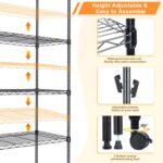 Whitmor Heavy Duty 5-Shelf Shelving Unit, Storage Shelves 1000Lb Capacity for Garage Kitchen Bathroom Bedroom, 30" D x 14" W x 63" H, 5 Tier, Black - Image 4