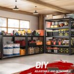 ROOMFAVE 2050LBS Storage Shelves Heavy Duty 5 Tier Garage Storage Shelving, Adjustable Metal Shelving Unit Utility Rack Shelf for Warehouse, Pantry, Closet, Kitchen 72" H x 35.56" W x 16" D, Black - Image 4