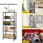BRIAN & DANY 5-Tier Foldable Storage Shelves with Wheels, Folding Metal Rack Shelving Unit, Heavy Duty No Assembly Organizer Shelf for Garage, Kitchen, Basement, Pantry, Black - Image 5