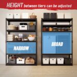 5-Tier Boltless Steel Shelf – Storage Rack with Rolled-Edge Frame & Thick MDF Boards, Ideal for Garage, Warehouse, Shop, Office, or Home Use (Black Frame & Black MDF, 183 * 90 * 40cm, 5 Tier) - Image 4