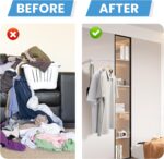 Clothing Racks for Hanging Clothes, Garment Racks Wall Mounted Clothes Bar-Hanger Holder Hooks Heavy Duty Folding Drying Rack Space Saving Clothing Hanging System Closet Storage Organizer (White) - Image 9