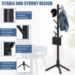 Haddockway Wooden Coat Rack Stand with 8 Hooks New Zealand Pine 3 Adjustable Coat Standing Tree Easy Assembly for Coats, Hats, Scarves and Handbags for Entryway, Hallway, Bedroom, Office - Image 3