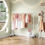 Hoctieon Z Rack, Rolling Clothes Racks with Z-Base, Heavy Duty Garment Rack, Clothing Racks for Hanging Clothes, Sturdy Metal Hanging Holder, Clothes Organizer Rack, White - Image 2
