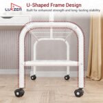Lukzer Multipurpose Exquisite Single Pole Metal Garment Rack with 2 Bottom and Wheels Shelf Movable Clothing Stand Cloth Storage Organizer (White/34X120X173cm) - Image 7