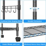 Himimi 5 Tier Shelving Unit with Wheels Wire Shelf Metal Storage Shelves Heavy Duty Height Adjustable Standing Shelf 59cm W*35cm D*183cm H-Black - Image 4