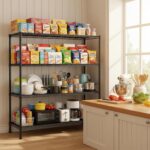 4 Tier Adjustable Heavy Duty Metal Industrial Storage Shelves 45.5''W Utility Shelving Unit for Kitchen, Pantry, Warehouse, Basement, Dorm 45.3" W x 63" H x 17.7" D - Image 9