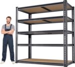 72"H Storage Shelves heavy duty, 2200LBS Garage Shelving, 5 Tier Metal Shelving Unit Adjustable Garage Shelves Utility Rack Shelf for Storage Warehouse Pantry Closet,40" W × 20" D × 72" H, Black