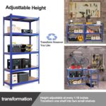Garage Shelving Heavy Duty Storage Shelves 5 Tier Metal Storage Shelving Unit Adjustable Garage Storage Shelves for Craft Warehouse Pantry Basement Closet Pantry Shelf 71"H x 35.4"W x 17.7"D (Blue) - Image 3