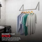 Stock Your Home Retractable Closet Rod and Clothes Rack - Wall Mounted Folding Clothes Hanger & Drying Rack for Laundry Room Closet Storage & Organization, Aluminum, Easy Installation (Silver) - Image 6