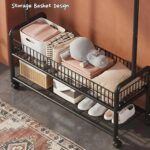 Beauenty 3 in 1 Heavy Duty Metal Rolling Clothes Rack, Gold Minimalist Design, Perfect for Coats, Shirts, Dresses, Bags, Storage & Organization - Image 5