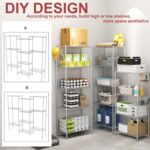 HOMEFORT 5-Shelving Unit, Adjustable Wire Shelving, Metal Wire Shelf Rack Organizer for Kitchen, Pantry, Closet, Bathroom, Laundry,Sliver,21" W x 11" D x 53" H - Image 5