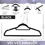 FEELINGS Velvet Hanger Set - 12 PCs Assorted Hangers for Wardrobe & Closet Storage, Space-Saving Cloth Display Rack, Plastic Clothes Hanger (Black) - Image 2