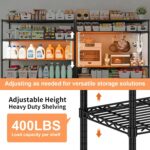 4 Tier Adjustable Heavy Duty Metal Industrial Storage Shelves 45.5''W Utility Shelving Unit for Kitchen, Pantry, Warehouse, Basement, Dorm 45.3" W x 63" H x 17.7" D - Image 7