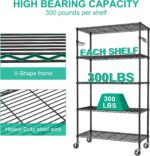 Folews 5 Tier Storage Shelves with Wheels - Metal Shelves for Storage Adjustable Wire Shelving Unit Organizer Storage Rack Shelf for Kitchen Garage Pantry Closet Laundry(14D x 36W x 75H) - Image 4