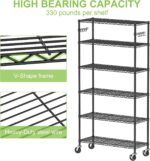Metal Storage Shelves with Wheels, 6-Tier Rolling Shelf Adjustable Wire Shelving Rack Organizer Utility Storage Rack Shelving Unit for Home Kitchen Garage Pantry (6-Tier Shelf) - Image 6