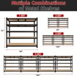 48" W x 24" D x 72" H Adjustable Garage Storage Shelves - 5-Shelf Heavy Duty Shelving Unit, Metal Utility Storage Organizer Racks for Warehouse Pantry Closet Kitchen, Black - Image 8