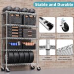MZG 5-Tier Adjustable Heavy-Duty Metal Wire Storage Shelving Unit with Wheels (Chrome, 45 × 120 × 180 cm) for Garage, Warehouse, Supermarket, Balcony and Garden - Image 5