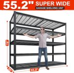 REIBII 55.2" W Garage Shelving Heavy Duty Garage Storage Shelves 3000LBS Adjustable 5 Tier Metal Shelving Unit for Storage Rack Storage Shelves Industrial Storage Rack Shelf,55.2" W x 26" D x 78" H - Image 2