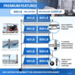 48 x 24 x 76, 4000 LBS, Commercial Metal Shelves for Storage with Wheels for Garage Shelving, 5 Tier Wire Shelving Rack for Kitchen Storage, Heavy Duty Shelving for Home Storage, Chrome, Crescent - Image 3