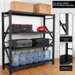4-Tier Storage Shelf, Heavy Duty Shelf Storage, Warehouse & Garage Shelving Unit, Shelfs Storage With 300KG/Shelf Rack Weight Capacity, Storage Shelves Size 200 x 60 x 200CM (Black) - Image 5