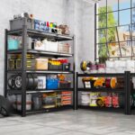 71" H Garage Shelving Heavy Duty 5-Tier Storage Shelves, Adjustable Metal Shelving Unit, Utility Garage Organizer Shelf for Basement, Pantry, Kitchen, Warehouse,15.7" Dx35.4 Wx71.2 H, Black - Image 2
