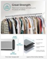 SONGMICS Clothes Rack on Wheels, Heavy Duty Clothes Rail, with Extendable Hanging Rail, 90 kg Load Capacity, Easy Assembly, Portable, Silver HSR13S - Image 3