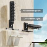 BOQORAD Drying Rack Clothing, Retractable Clothes Drying Rack,Wall Mounted Laundry Rack, Laundry Drying Rack Wall Mount,Collapsible Clothes Rack,can Fold Uptward/Left & Right,Black Color - Image 7