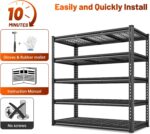 REIBII 48" W Garage Shelving 3000LBS Heavy Duty Storage Shelves, 5 Tier Adjustable Metal Shelves for Storage Rack Industrial Utility Shelf, Garage Storage Shelving Unit, 48" W x 24" D x 72" H - Image 7