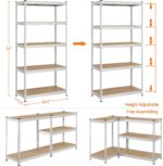 Topeakmart 5-Tier Utility Shelves, Metal Storage Shelves Garage Shelving Unit Adjustable Garage Storage Shelves Storage Racks Heavy Duty Shed Shelving- Silver, 35.5 x 17.5 x 72 Inch - Image 3