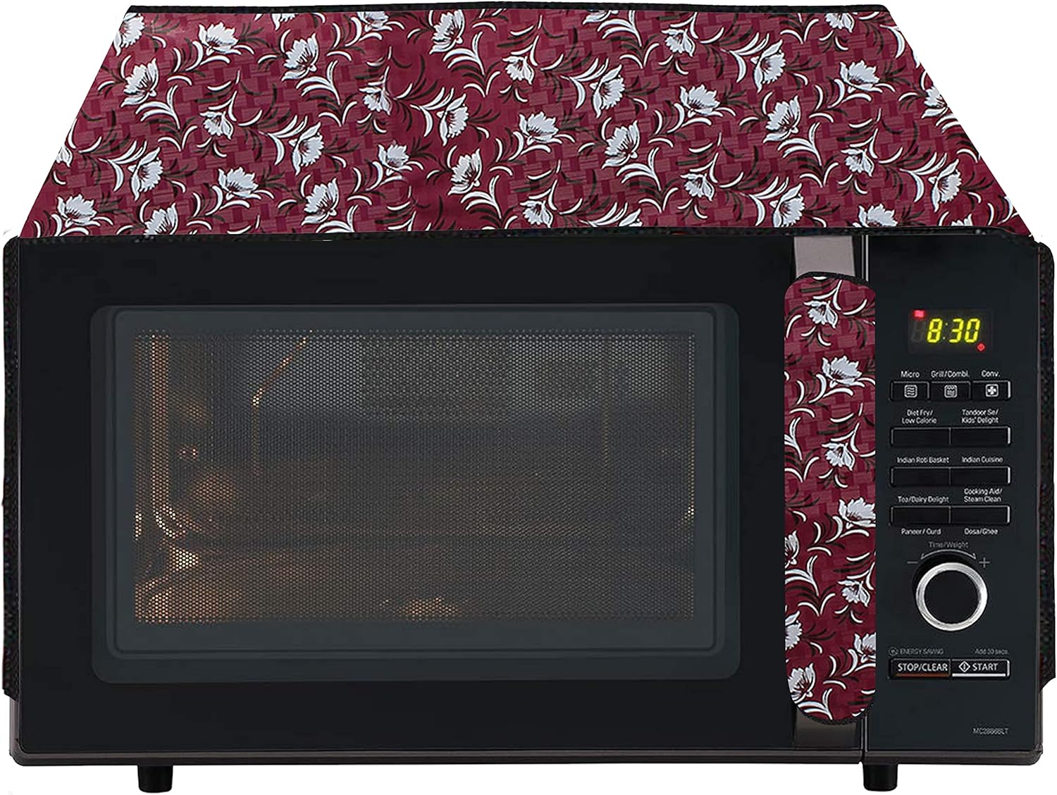 81PPpmXw4aL._AC_SL1500_.jpg Star Weaves Microwave Oven Top Cover for Samsung 28 Litre Convection Microwave Oven MC28H5025VB | TL Black - Oven Top Cover with 4 Utility Pockets and 1 Oven Handle Cover KUM48 - Image 1