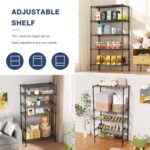5-Tier Heavy Duty Wire Shelving Unit,35" Dx18 Wx 71" H,Shelf Racks On Lockable Wheels,Height Adjustable Metal Shelves,Shelving Unit and Storage for Bathroom,Kitchen,Garage,Office,Studio,Black - Image 4