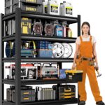 24" W Garage Shelving,5-Tier Heavy Duty Shelving Unit,2500LBS Adjustable Metal Storage Shelves,Storage Rack Units for Industrie,Shed,Warehouse,Basement,Black,24" W x 16" D x 63" H