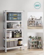 SONGMICS 5-Tier Shelving Unit, Set of 2 Steel Shelving Unit for Storage, Boltless Assembly, for Garage, Shed, Load Capacity 650 kg Each, 30 x 75 x 150 cm, Silver GLR030E02 - Image 7