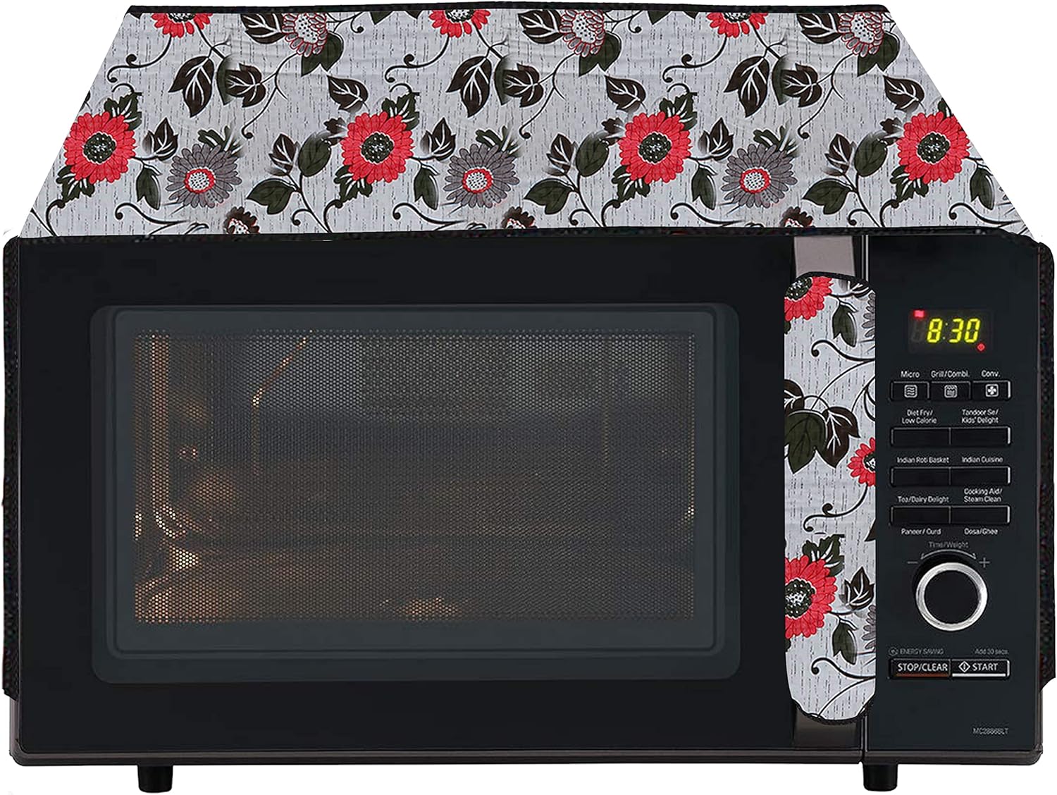 81RIqiST7L._AC_SL1500_.jpg Star Weaves Microwave Oven Top Cover for Panasonic 27 Litre Convection Microwave Oven NN-CT644MFDG Black - Oven Top Cover with 4 Utility Pockets and 1 Oven Handle Cover KUM21 - Image 1