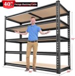 REIBII 2500LBS Garage Shelving 72''H Storage Shelves Heavy Duty Shelving 5 Tier Metal Shelves for Garage Shelves Adjustable Shelving Units and Storage for Closet Pantry Shelf, 72" H x 40" W x 20" D - Image 3