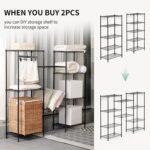 alvorog 5 Tier Shelving Units for Storage, Multipurpose Storage Shelves with 10 Hooks, Adjustable Height, Heavy Duty Metal Structure Organizer Pantry Shelves for Bathroom Kitchen Garage(59X34X150cm) - Image 9