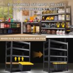 72" H Garage Shelving Heavy Duty Storage Shelves Adjustable Garage Shelves 5 Tier Metal Shelving Unit Utility Rack Shelf for Storage Kitchen Warehouse Pantry, Black (72 "H x 35.5 "W x 15.8" D) - Image 6