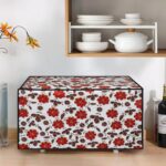 Glassiano White Floral Printed Microwave Oven Cover for Samsung 28 Litre Convection Microwave Oven MC28H5025VB/TL, Black - Image 3
