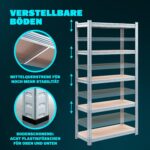 Monzana® Heavy-Duty Free Standing Shelf | 875kg Capacity | 5 Tier | MDF Shelf Panels | Boltless Storage Shelves | Garage Basement Shed Workshop Racking | 180 x 90 x 40cm | Silver - Image 6