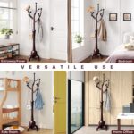 Bekrvio Coat Rack Freestanding Wood Tree Rack with 8 Hooks, Creative Design Tree Branch-look, Coat Tree Clothes Hanger Stand with Stable Sphere Base for Entryway, Hallway, Bedroom (Wine Red) - Image 6