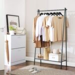 SONGMICS Clothes Rack, Coat Rack, Clothes Rack, Steel Frame, with Rod and Shelf, 33.5 x 92.5 x 153 cm, for Bedroom, Wardrobe, Laundry Room, Matt Black HSR23BK - Image 2