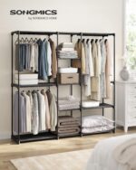 SONGMICS Portable Closet, Freestanding Closet Organizer, Clothes Rack with Shelves, Hanging Rods, Storage Organizer, for Cloakroom, Bedroom, 71.7 x 16.9 x 71.7 Inches, Black URYG037B02 - Image 2